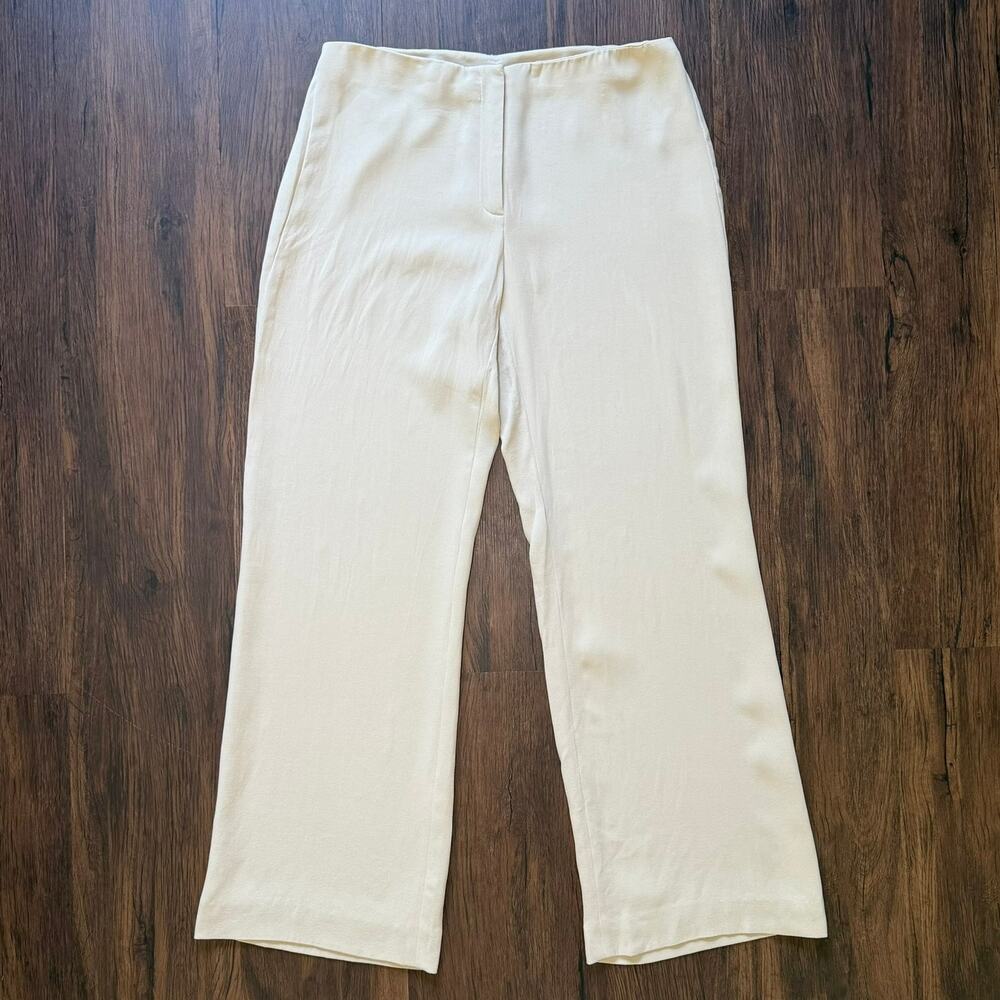 Eileen Fisher Silk Blend Crepe Pants Women’s Small Beige Minimalist